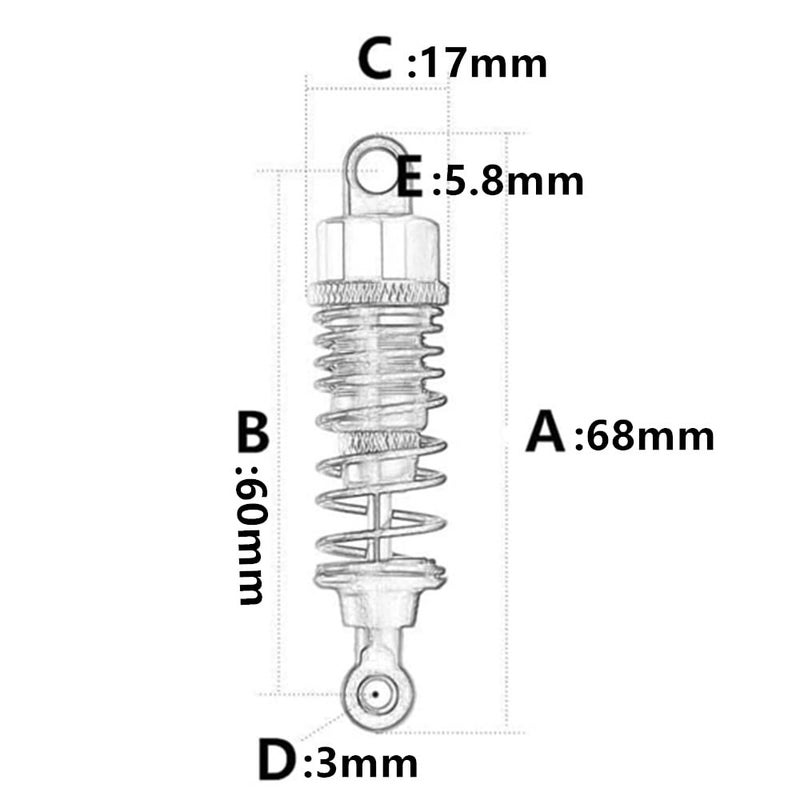 UURCSKY Aluminum Oil Filled RC Shocks Absorbers Damper for Tamiya TT01 Mf-01x 1/10 RC Car Upgrade Parts 4 pcs/set(Green) - Image 2